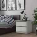 Mesilla de noche 2 cajones madera blanca dormitorio moderno Harlene Promoción