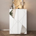 Aparador mueble recibidor blanco brillante 2 puertas espejo Elise Descueto