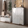 Aparador mueble recibidor blanco brillante 2 puertas espejo Elise Promoción