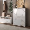 Aparador mueble recibidor blanco brillante 2 puertas espejo Elise Promoción