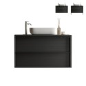 Mueble baño suspendido suelo lavabo y 2 cajones negro moderno Bloom 92 n Promoción