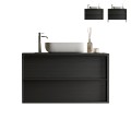 Mueble baño suspendido suelo lavabo y 2 cajones negro moderno Bloom 92 n Promoción