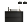 Mueble baño suspendido suelo lavabo y 2 cajones negro moderno Bloom 92 n Promoción
