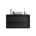 Mueble baño suspendido suelo lavabo y 2 cajones negro moderno Bloom 92 n Stock