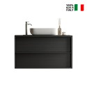 Mueble baño suspendido suelo lavabo y 2 cajones negro moderno Bloom 92 n Descueto