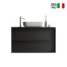 Mueble baño suspendido suelo lavabo y 2 cajones negro moderno Bloom 92 n Descueto