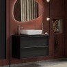 Mueble baño suspendido suelo lavabo y 2 cajones negro moderno Bloom 92 n Oferta
