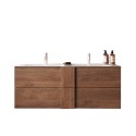 Mueble baño suspendido madera doble lavabo 2 cajones 122x47x53cm Duet S Venta