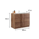 Mueble baño de suelo de madera 3 cajones con lavabo de cerámica Etoile. Precio