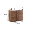 Mueble baño de suelo de madera 3 cajones con lavabo de cerámica Etoile. Precio