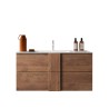 Mueble baño de madera 2 cajones suspendido con lavabo cerámico Miel Modelo