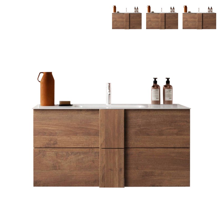 Mueble baño de madera 2 cajones suspendido con lavabo cerámico Miel Venta Mueble baño de madera 2 cajones suspendido con lavabo cerámico Miel Venta
