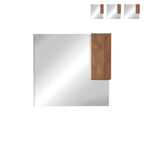 Espejo baño con luz LED y columna suspendida de 1 puerta en madera de Aralia Promoción