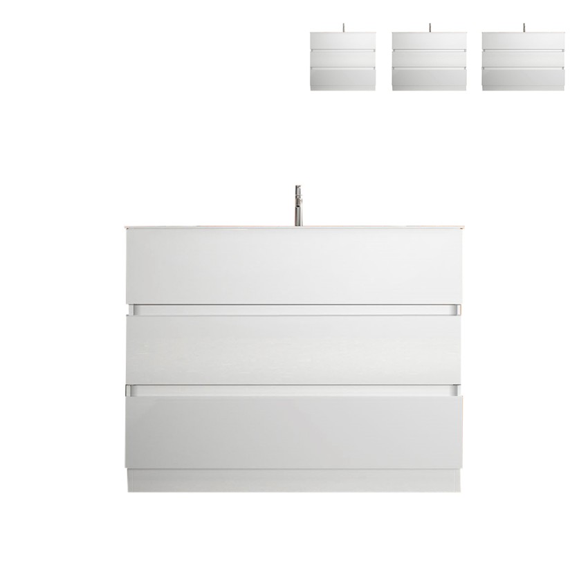 Mueble baño de suelo moderno blanco brillante 3 cajones y lavabo Joey Venta Mueble baño de suelo moderno blanco brillante 3 cajones y lavabo Joey Venta