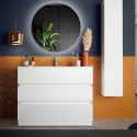Mueble baño de suelo moderno blanco brillante 3 cajones y lavabo Joey Rebajas