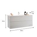Mueble baño suspendido moderno lavabo 2 cajones blanco brillante Add Medidas