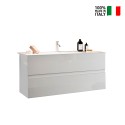 Mueble baño suspendido moderno lavabo 2 cajones blanco brillante Add Descueto