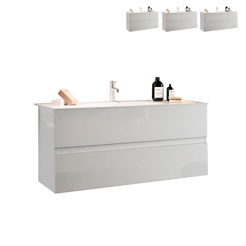 Mueble baño suspendido moderno lavabo 2 cajones blanco brillante Add Promoción Mueble baño suspendido moderno lavabo 2 cajones blanco brillante Add Promoción