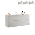 Mueble baño suspendido moderno lavabo 2 cajones blanco brillante Add Promoción