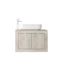 Mueble baño suspendido con lavabo y 2 puertas en madera blanca moderno Alon Precio