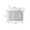 Mueble baño suspendido con lavabo y 2 puertas en madera blanca moderno Alon 