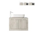 Mueble baño suspendido con lavabo y 2 puertas en madera blanca moderno Alon Oferta
