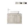 Mueble baño suspendido con lavabo y 2 puertas en madera blanca moderno Alon Oferta
