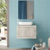 Mueble baño suspendido con lavabo y 2 puertas en madera blanca moderno Alon Catálogo