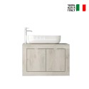 Mueble baño suspendido con lavabo y 2 puertas en madera blanca moderno Alon Modelo