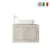 Mueble baño suspendido con lavabo y 2 puertas en madera blanca moderno Alon Modelo