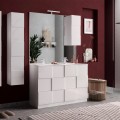 Mueble baño suelo blanco brillante doble lavabo 3 cajones Feel T Dama Promoción