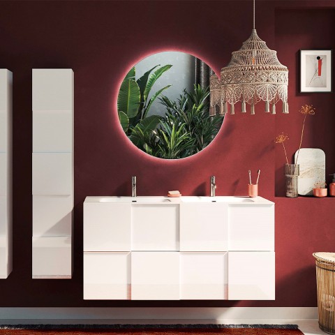 Mueble baño suspendido doble lavabo 2 cajones blanco brillante Feel S Dama Promoción