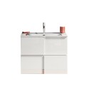 Mueble baño suspendido blanco brillante con lavabo y 3 cajones Gambit Dama Precio