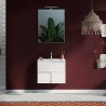 Mueble baño suspendido blanco brillante con lavabo y 3 cajones Gambit Dama 