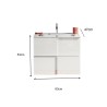 Mueble baño suspendido blanco brillante con lavabo y 3 cajones Gambit Dama 