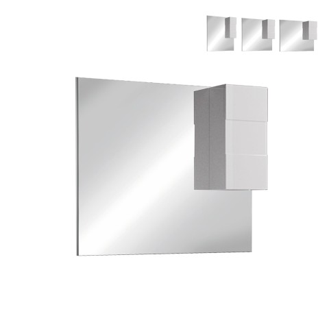 Espejo baño con luz LED y columna 1 puerta blanco brillante Zeit Dama Promoción