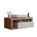 Mueble baño suspendido moderno con lavabo, cajón y madera blanca Kura BW. Características
