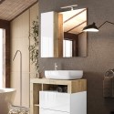 Espejo baño columna 1 puerta luz LED madera blanca roble Pilar BW Catálogo