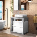 Mueble baño de suelo lavabo 2 cajones blanco gris cemento Jarad BC Catálogo