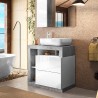 Mueble baño de suelo lavabo 2 cajones blanco gris cemento Jarad BC Catálogo