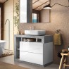 Mueble baño de suelo lavabo 2 cajones blanco gris cemento Jarad BC Rebajas