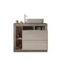 Mueble baño de suelo lavabo 2 cajones blanco gris cemento Jarad BC Coste