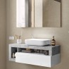 Mueble de baño suspendido con cajón de lavabo blanco brillante gris Kura BC Rebajas