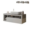 Mueble de baño suspendido con cajón de lavabo blanco brillante gris Kura BC Promoción
