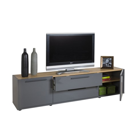 Mueble de TV moderno estilo industrial 2 puertas 2 cajones 200 cm Aron Promoción