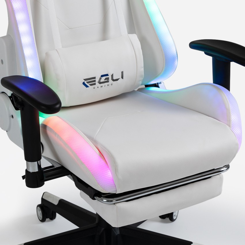 Silla gamer con reposapiés LED RGB ergonómica Pixy Comfort Promoción