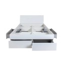 Cama doble 160 x 200 cm canapé y cajones blanco lacado Teide Rebajas