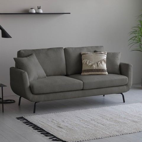 Sofá 3 plazas moderno nórdico estilo simple tejido gris Folkerd Promoción