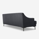 Sofá 3 plazas cómodo diseño patas metálicas 200 cm tejido negro Egbert Descueto