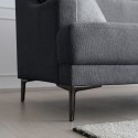 Sofá 3 plazas cómodo diseño patas metálicas 200 cm tejido negro Egbert Medidas